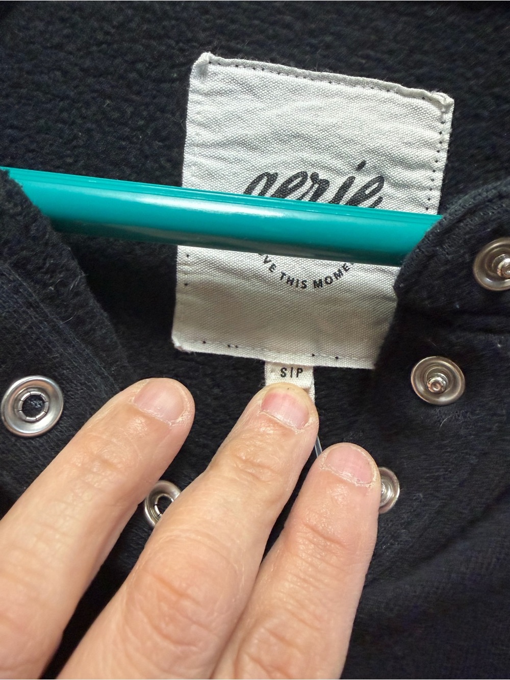 Aerie Black quarter snap oversized pullover cropped sweatshirt S - Picture 3 of 7
